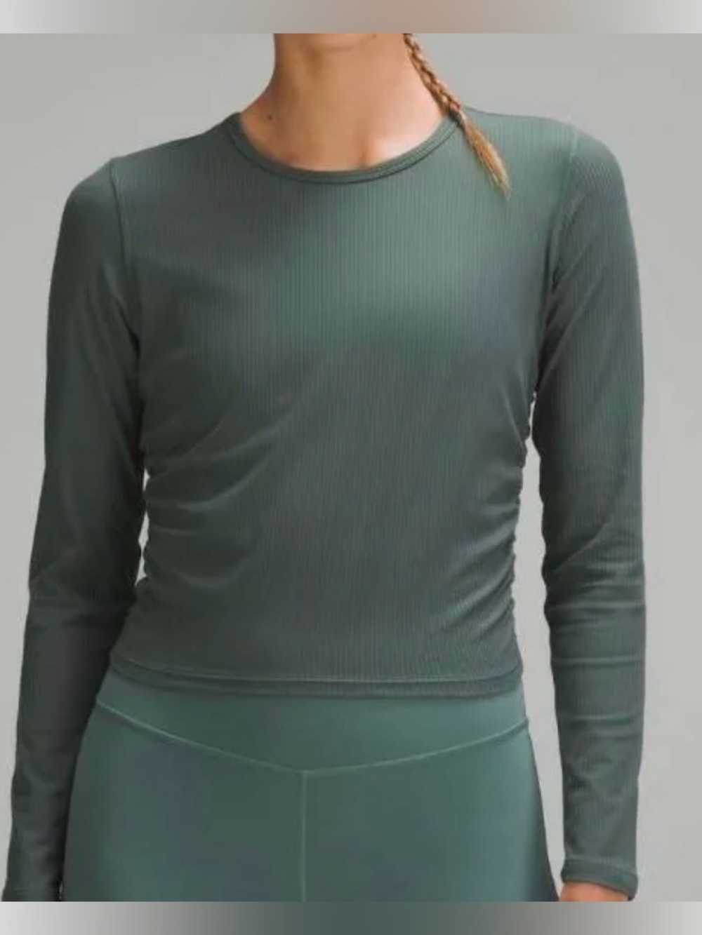 Lululemon all it takes ribbed dark forest green long sleeve size 8